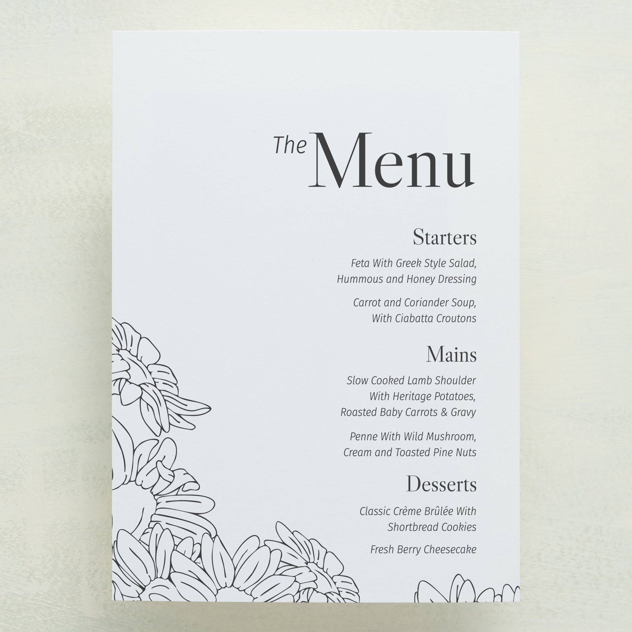 Coming Home Menu